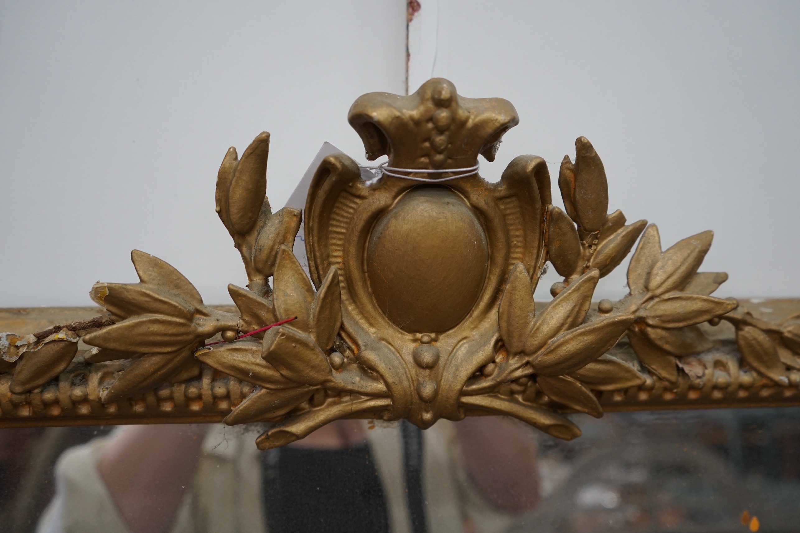A Victorian giltwood and gesso overmantel mirror, width 126cm, height 153cm